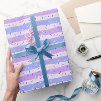 Papel De Presente Whimsical Purple Sprinkles and Stripes