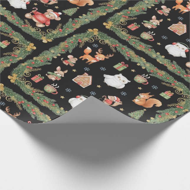 Papel De Presente Whimsical Woodland Animals Christmas (Ponta)