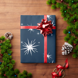 Papel De Presente White Blue Christmas Stary Sky Wrappaper