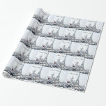Papel De Presente White Christmas francês<br><div class="desc">Comemore a mudança nas estações e no feriado de inverno com este grande lembrete da mágica do White Christmas o na torre Eiffel. O branco e o pop macios do vermelho caberão em todo o estilo em sua vida.</div>