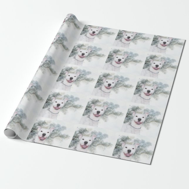 Papel De Presente White Christmas Pitbull (Desenrolado)