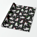 Papel De Presente White Christmas Poodles Black<br><div class="desc">Cães de poodle de Natal bonitos em roupas festivas de férias. Chapéus de Papai Noel,  galhadas,  suéteres,  ornamentos e canas doces embrulhando papel.</div>