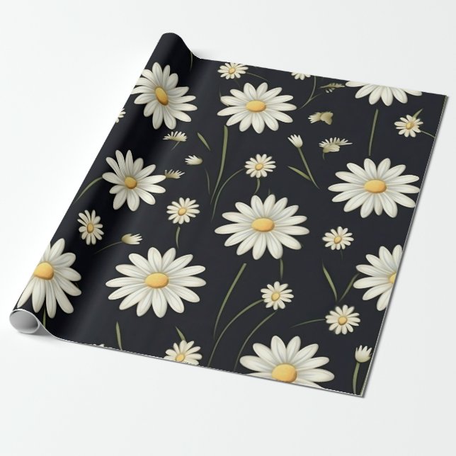 Papel De Presente White Daisies (Desenrolado)