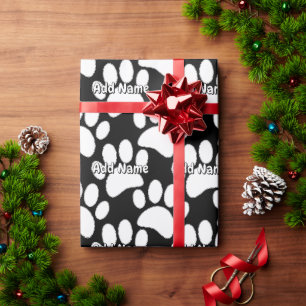 Papel De Presente White Dog Pak Imprimir Nome Personalizado Preto