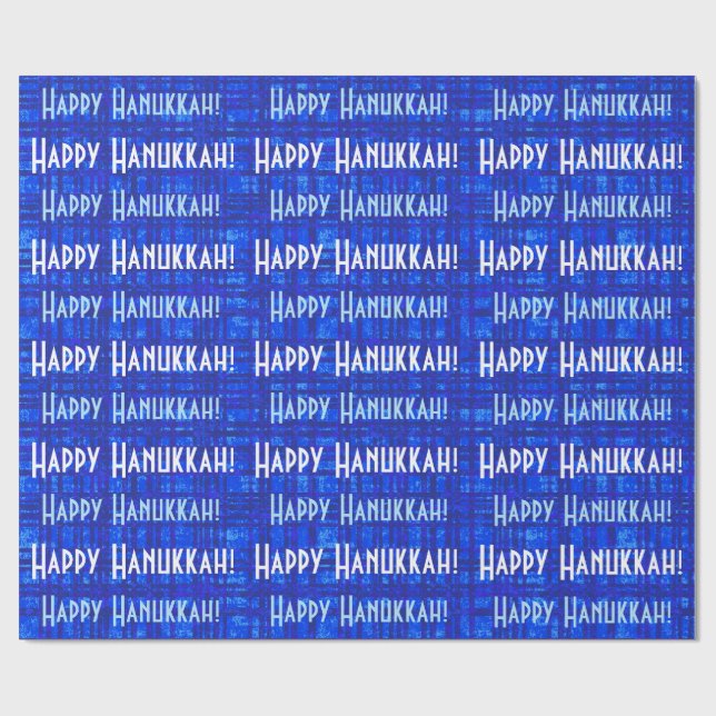 Papel De Presente White e Blue Xadrez Wrappaper do Hanukkah (Aberto)