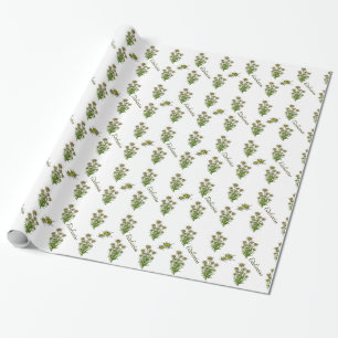 Papel De Presente White Edelweiss Floral Wrappaper