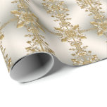 Papel De Presente White Floral Dourado Wraping Paper<br><div class="desc">Belo Livro Branco Floral Dourado Papel de embrulhamento de Ornamentados</div>