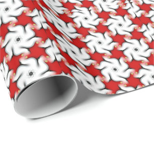 Papel De Presente White Floral Vermelho - Folheto Informativo do pad