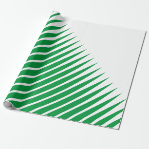 Papel De Presente White Green Spikes Padrões Folha Natal