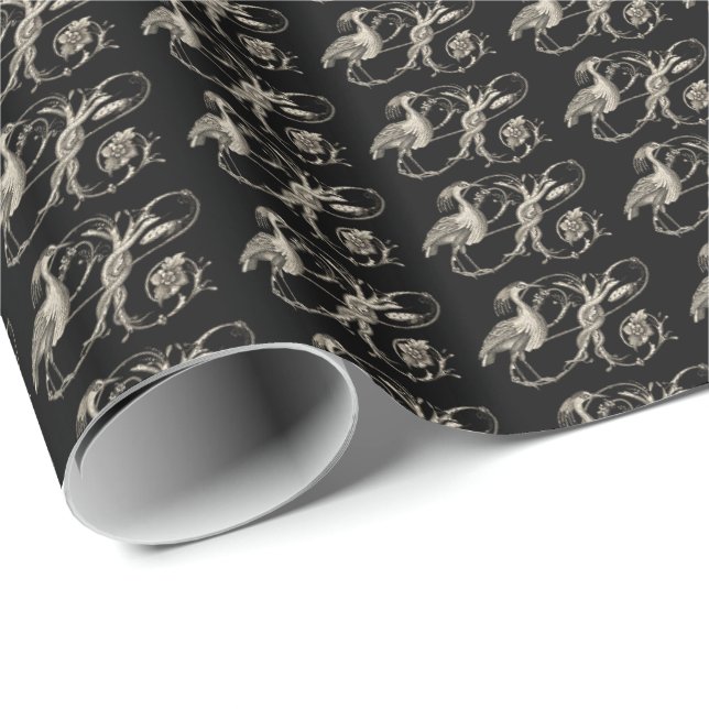 Papel De Presente White Heron Pattern Wrappaper (Ponta do rolo)