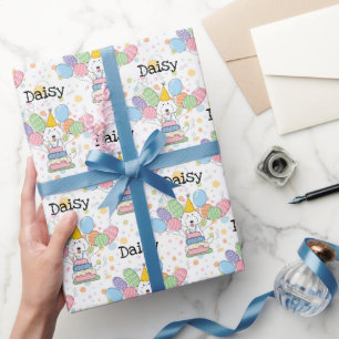 Papel De Presente White Labradoodle Dog Birthday