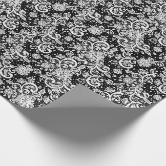Papel De Presente White Lace on Black 