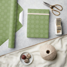 Papel De Presente White on Olive Green Crochet Chart Wrappaper