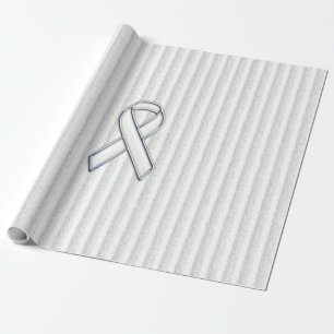 Papel De Presente White on White Ribbon Awarness Stripes