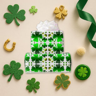 Papel De Presente White Padrão de Shamrock Verde