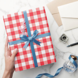 Papel De Presente White Red Gingham Birthday Wrappaper