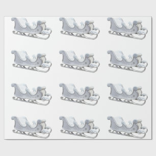Papel De Presente White Sleigh WrapPaper
