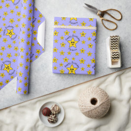 Papel De Presente White Star Birthday Wrappaper