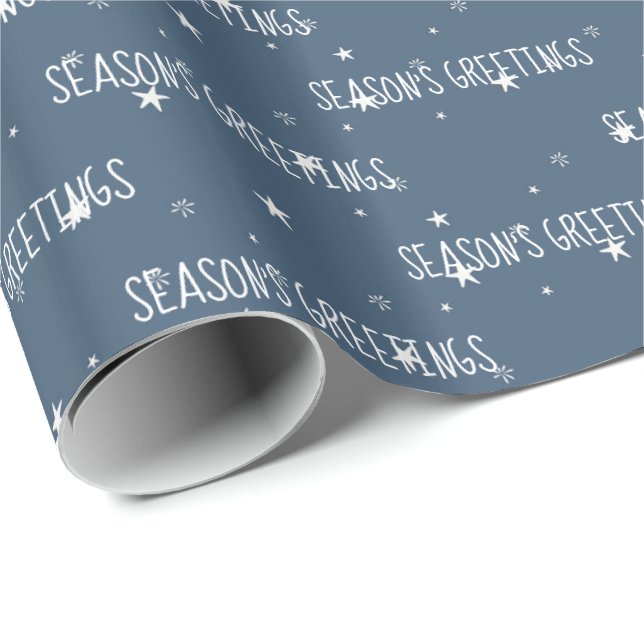 Papel De Presente White Stars Wrappaper das Saudações da Estação (Ponta do rolo)