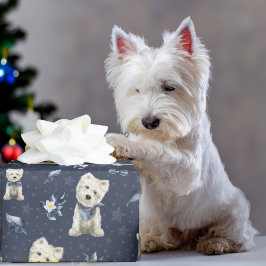 Papel De Presente White Westie Christmas