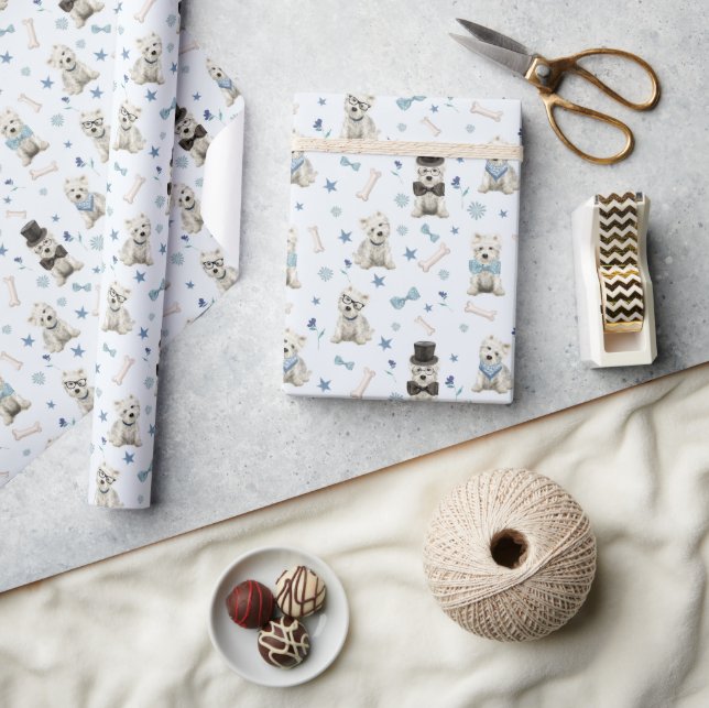 Papel De Presente White Westis com Acessórios Whimsical (Artesanato)