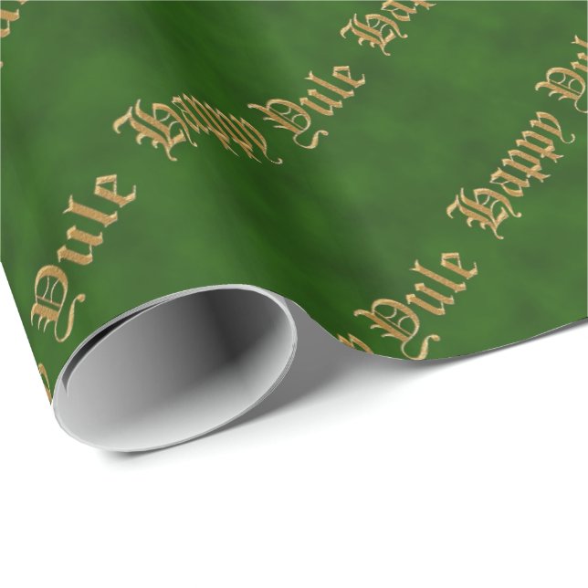 Papel De Presente White Yule Green e Dourado Livro de Moldagem Pagan (Ponta do rolo)
