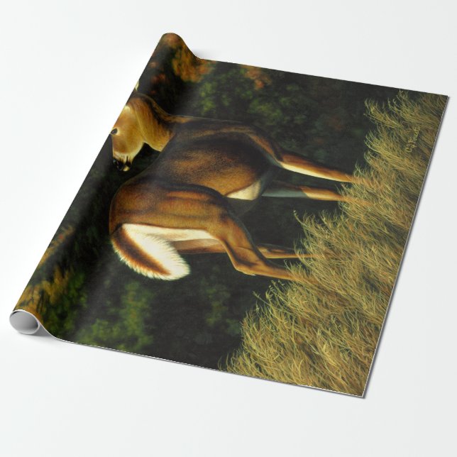 Papel De Presente Whitetail Buck Deer no outono (Desenrolado)