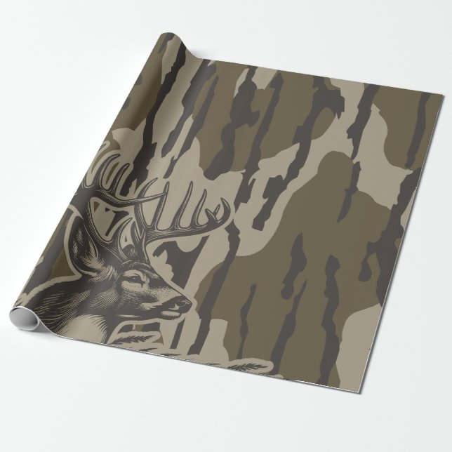 Papel De Presente Whitetail Deer Bottomland Camo Deer Hunting Camo (Desenrolado)