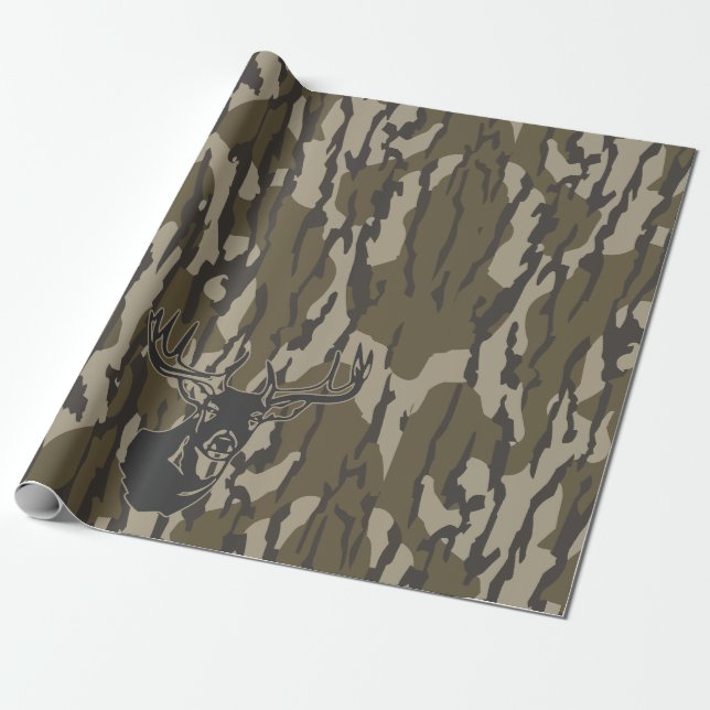 Papel De Presente Whitetail Deer Bottomland Camo Hunting Camo (Desenrolado)
