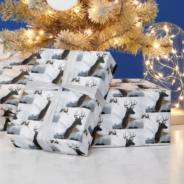 Papel De Presente Whitetail Deer em Snow (Feriados)
