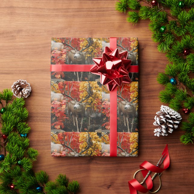 Papel De Presente Whitetail No Outono (Presente de Natal)