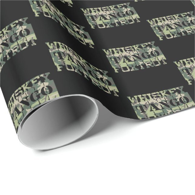 Papel De Presente Whkey Tango Foxtrot WTF Camuflagem Verde (Ponta do rolo)