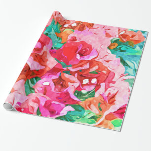Papel De Presente Wild Bougainvillea, Bloom Summer Floral Bohemian
