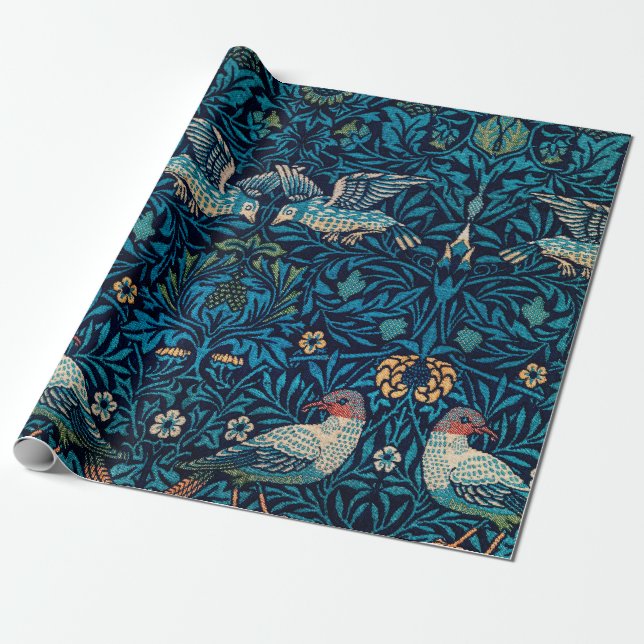 Papel De Presente William Morris Birds (Desenrolado)