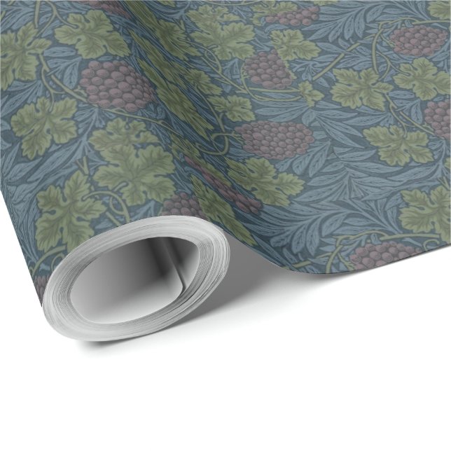 Papel De Presente William Morris Blue Floral Vine Wallpaper Design (Ponta do rolo)