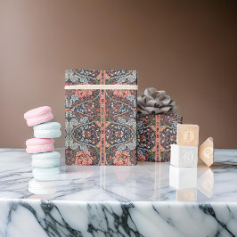 Papel De Presente William *Morris Blue Thiste Pink Motifs