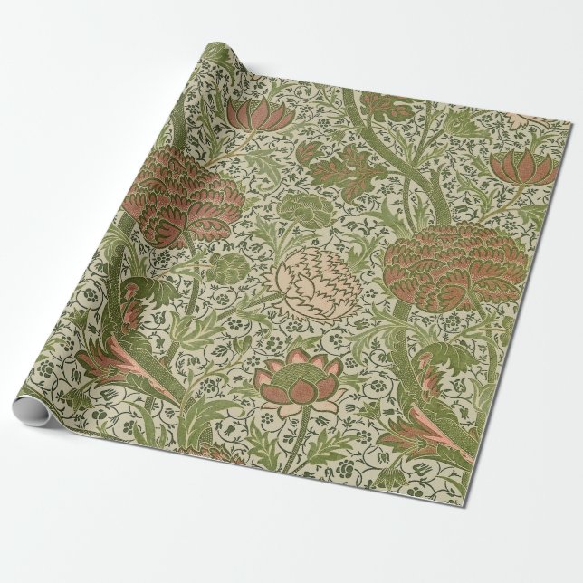 Papel De Presente William Morris Cray Flor de Sage Floral Botânico (Desenrolado)