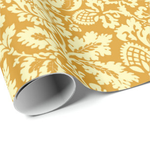Papel De Presente William Morris Floral Damask, Amarelo-mostarda