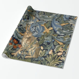 Papel De Presente William Morris Forest Rabbit Floral Art Nouveau