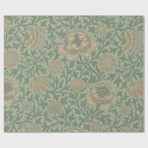 Papel De Presente William Morris Grafton Padrão Floral Verde Salvia