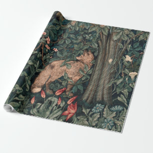 Papel De Presente William Morris Greenery Fox Willife