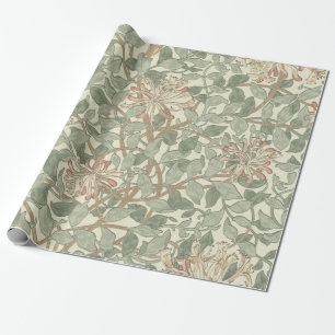 Papel De Presente William Morris Honeysuckle Green Floral