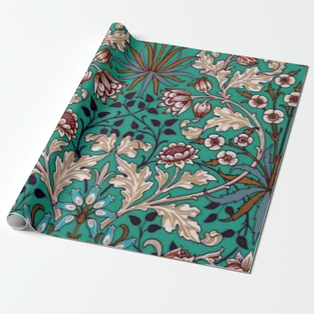 Papel De Presente William Morris Hyacinth (Desenrolado)