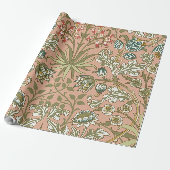 Papel De Presente William Morris Hyacinth Flor Rosa Art (Desenrolado)