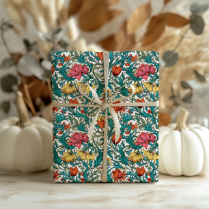 Papel De Presente William Morris inspirou a floração amarela cor-de-