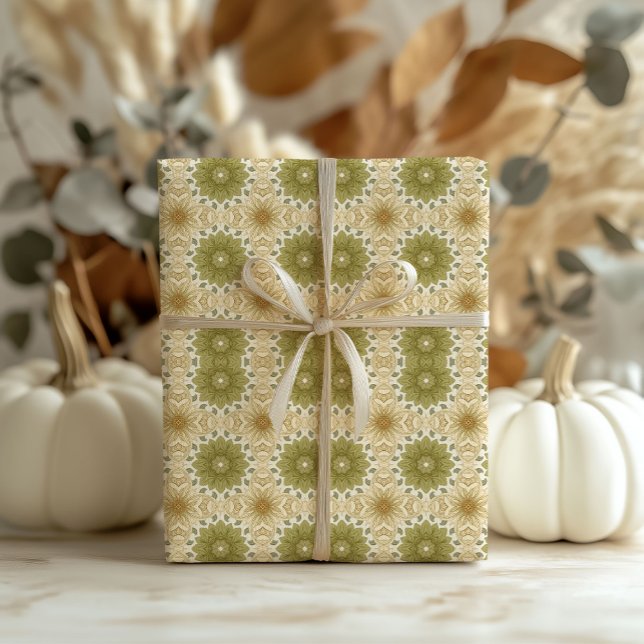 Papel De Presente William Morris inspirou marfim verde pastel suave (William Morris inspired soft pastel green ivory Wrapping Paper)