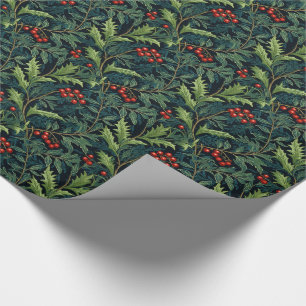 Papel De Presente William Morris Inspirou Red Holly Berry Natal