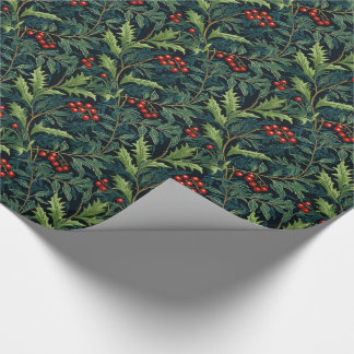 Papel De Presente William Morris Inspirou Red Holly Berry Natal