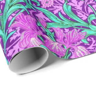 Papel De Presente William Morris Irises, Ametista Roxo