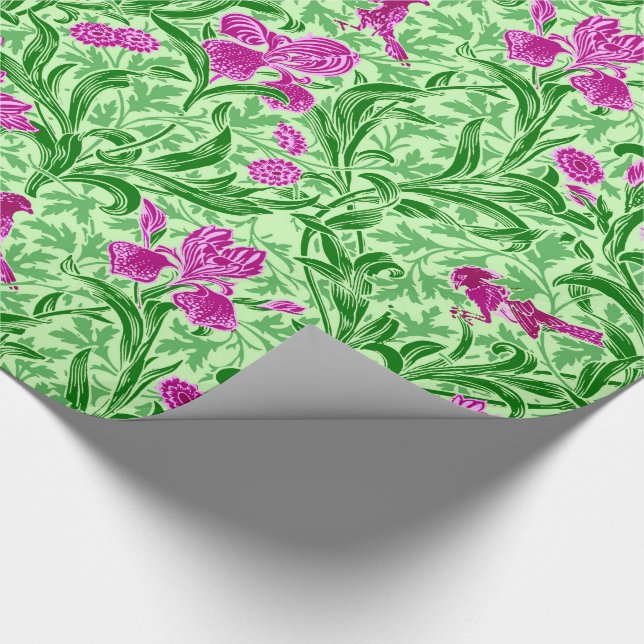 Papel De Presente William Morris Irises, Green, Magenta e Orchid (Ponta)